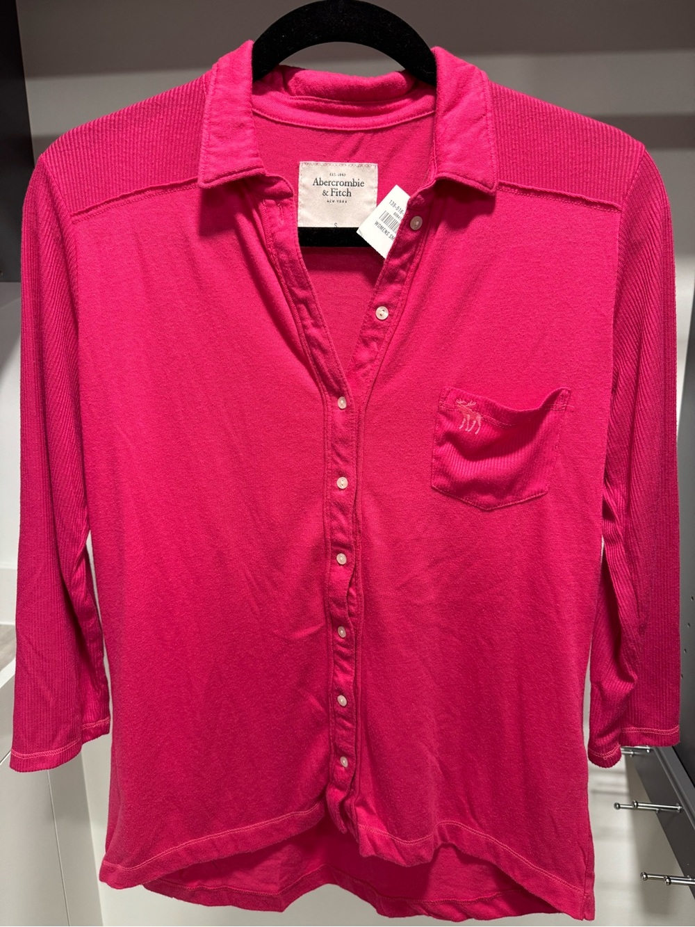 Abercrombie & Fitch Vibrant Pink Button-Front Shirt